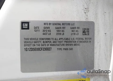 2012 Chevrolet Malibu 2Lt from USA, damaged, VIN 1G1ZD5E08CF236827